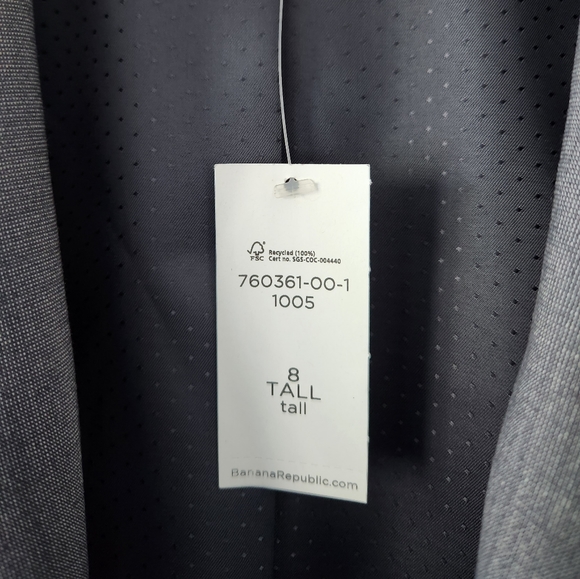 NWT Banana Republic Stretch Grey Wool Blazer, Size 8 Tall - Picture 3 of 11